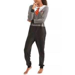 Harry Potter Gryffindor Union Suit Onesie Pajamas Adult Halloween Costume Zip Up